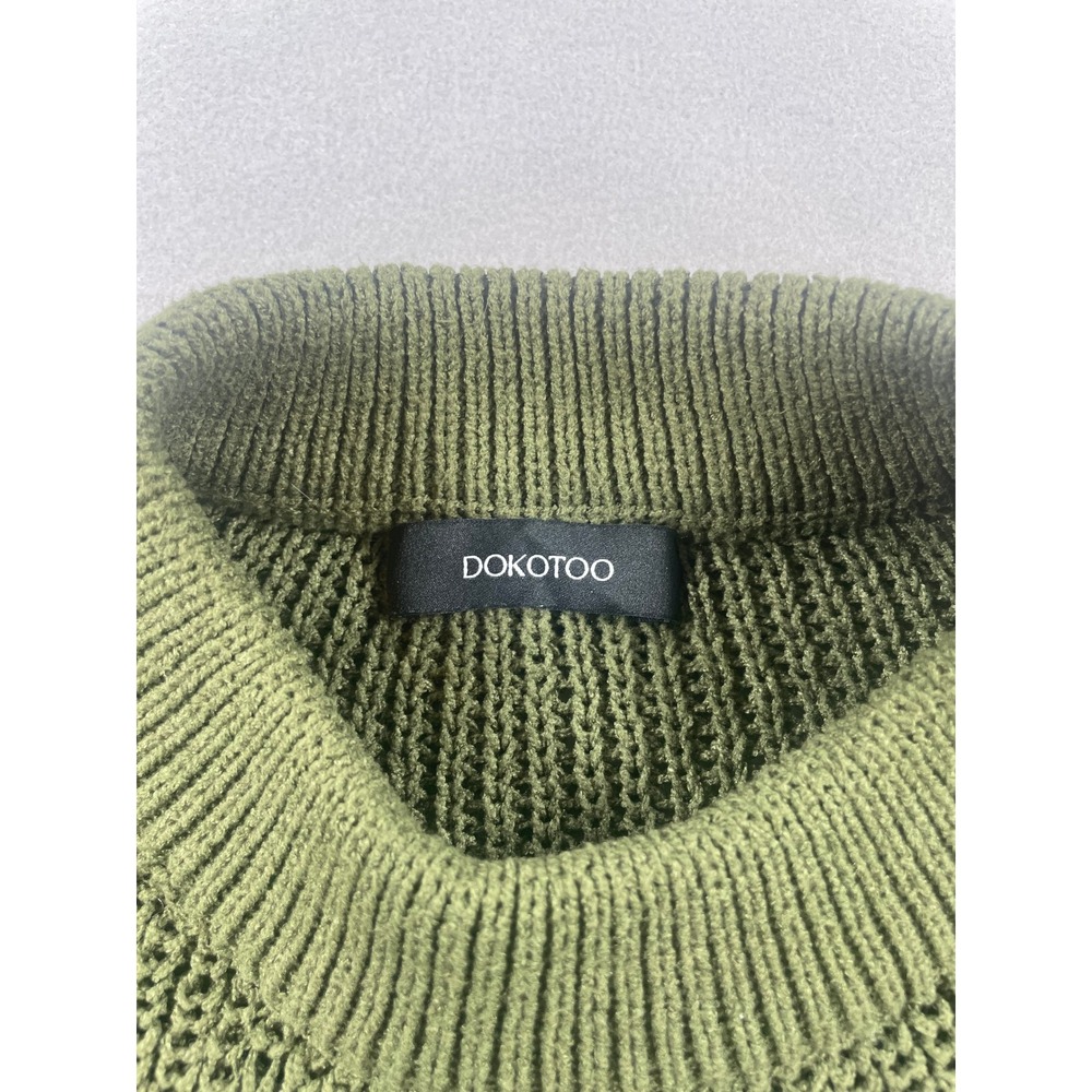 Dokotoo Knit Sweater Womens Small Olive Green Balloon Sleeve Mock Neck - Picture 3 of 7